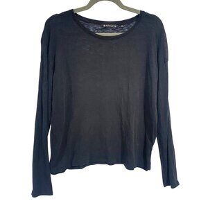 Athleta Organic Daily Long Sleeve Black‎ Semi-Sheer Top Size M